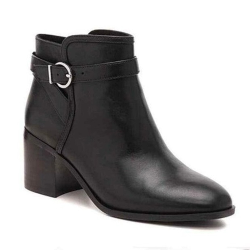 Essex Lane Leather Ankle Boot Jodhpur Strap Short Boots Block H 2-3/4” Black 9.5